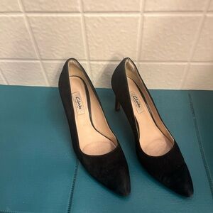 Clarks Black Suede Heels for Women